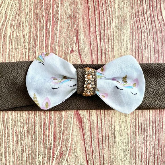 Brand New Handmade Girls Green Headband with a Beautiful Matching Unicorn Bow - Picture 1 of 3